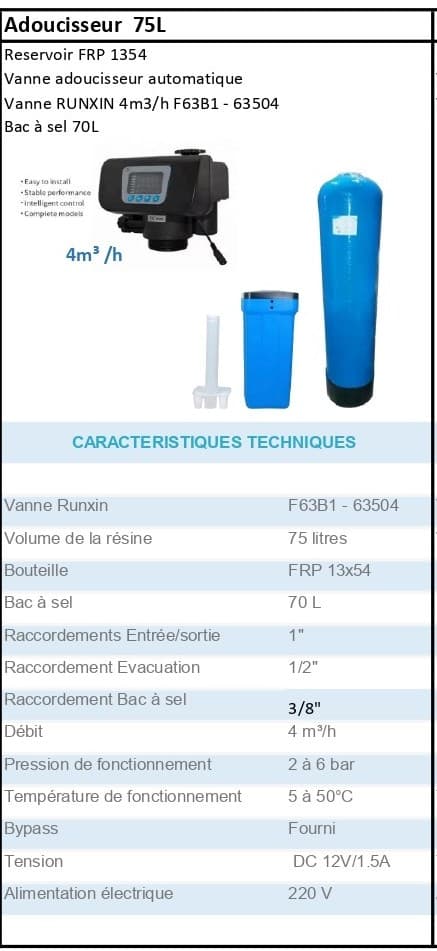 Adoucisseur bi-blocs Canature 75L